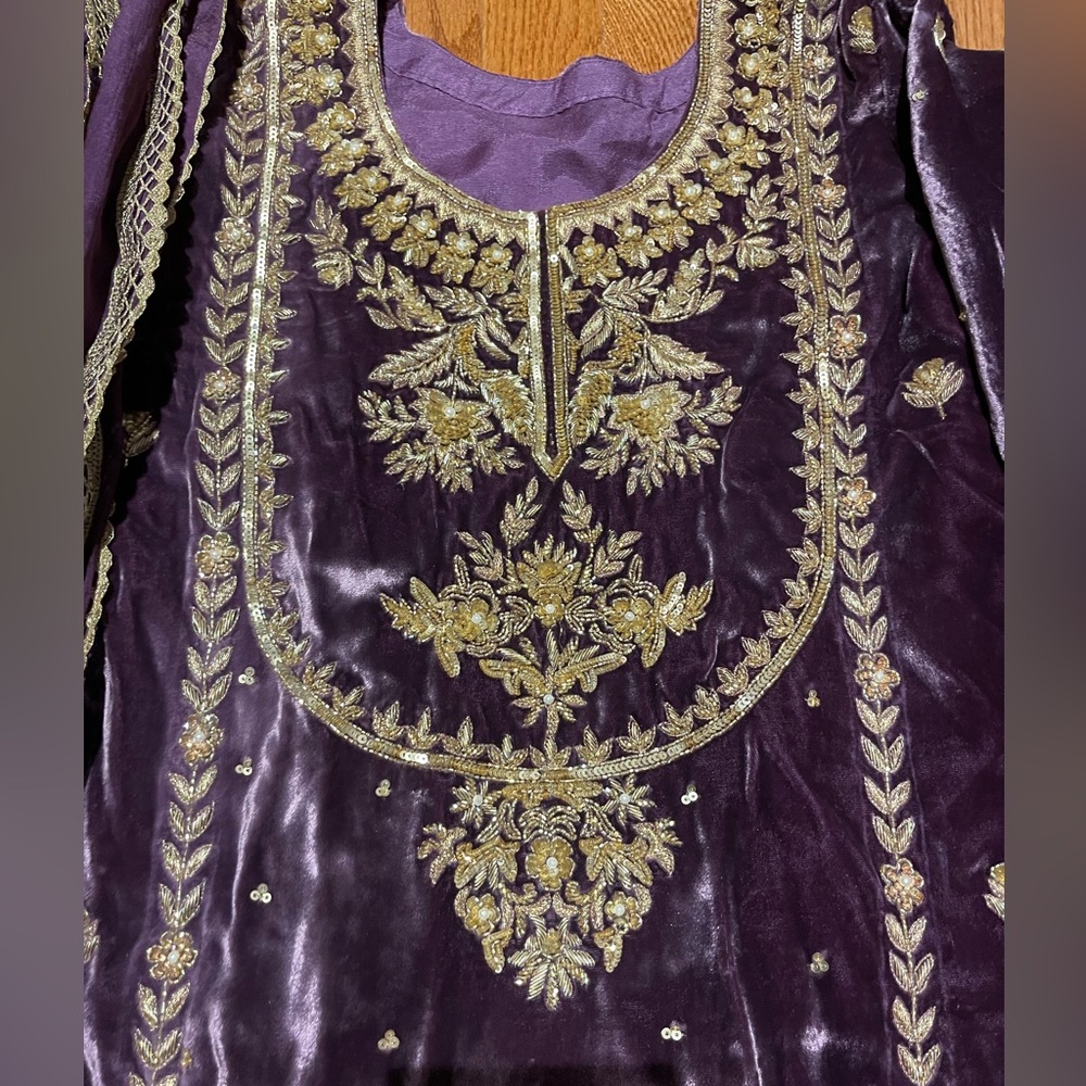 VELVET beautiful mauve color shalwar suit